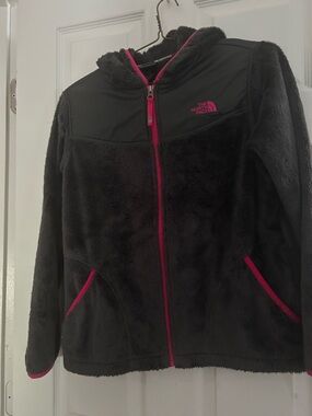 The North Face grey/ Charcoal Fleece Hoodie with Dark Gray Trim